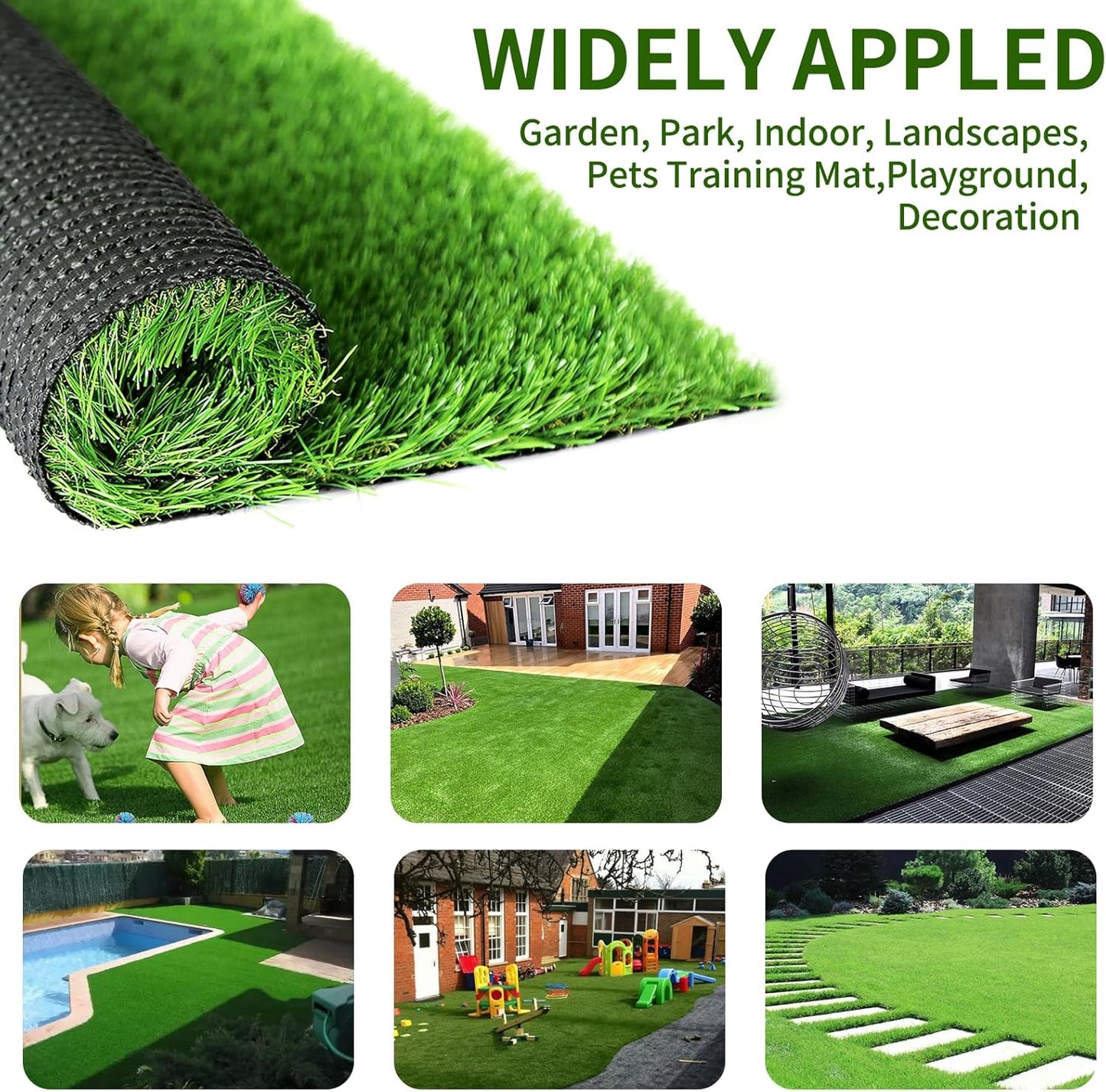 Artificial Grass Rug Indoor Outdoor, 28 in X 40 in (7.7 Square FT) Realistic Thick Synthetic Fake Grass Mat for Dogs, Garden Lawn Landscape Patio Grass