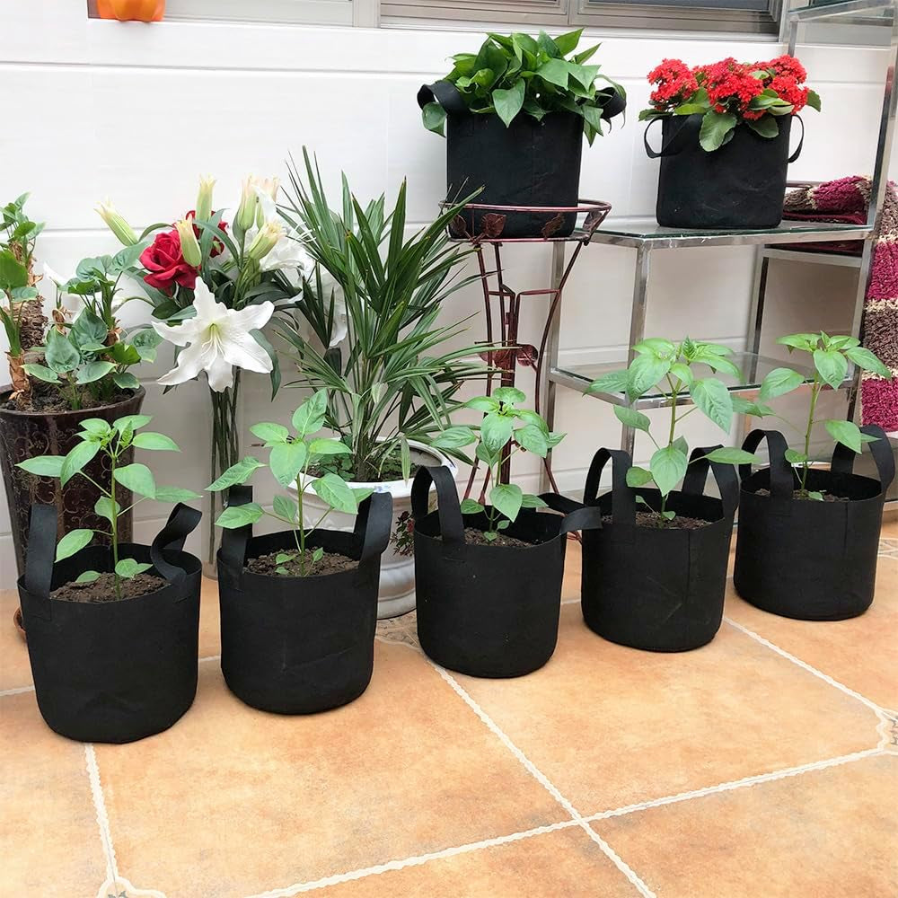 24-Pack 3 Gallon Nonwoven Grow Bags, Plant Grow Bags,Heavy Duty Aeration Fabric Pots with Durable Handles, Come with 24 Pcs Plant Labels