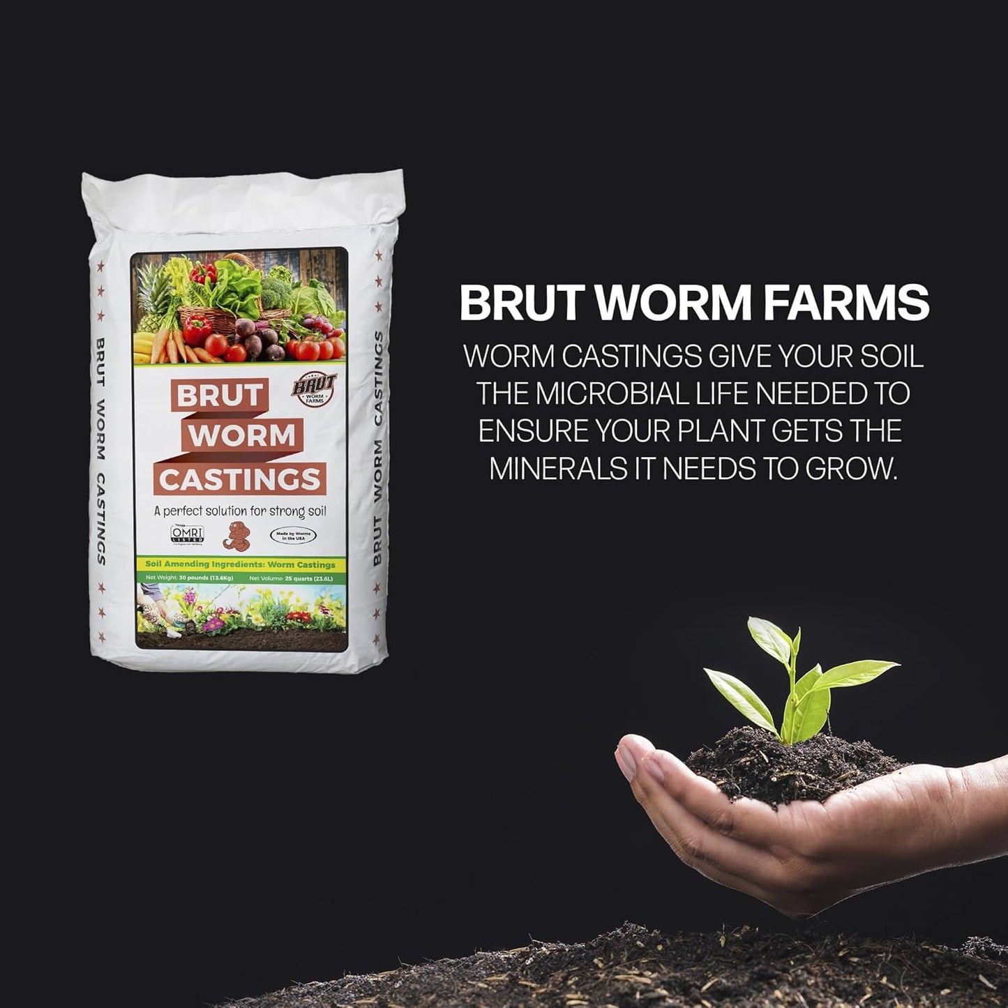 Brut Organic Worm Castings – 30 Lb – Garden'S Elixir for Thriving Blooms & Harvests!