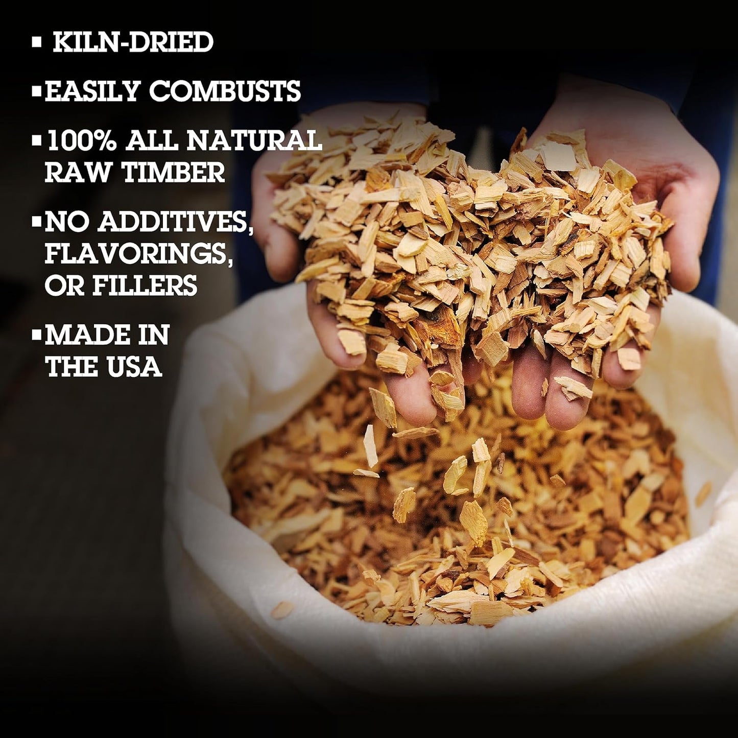 All Natural Pecan Wood Chips for Smoker - 260 Cu. In. Bag, Approx 2 Pounds- Kiln Dried Coarse Cut BBQ Grill Wood Chips for Smoking Meats - Barbecue Smoker Accessories - Grilling Gifts for Men