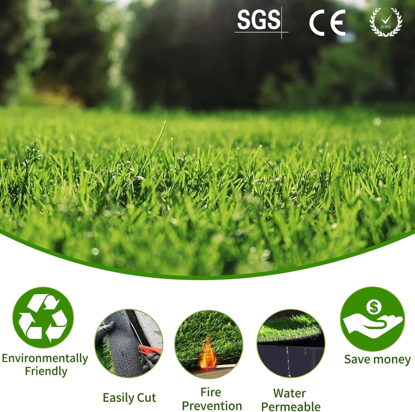 Artificial Grass Rug Indoor Outdoor, 28 in X 40 in (7.7 Square FT) Realistic Thick Synthetic Fake Grass Mat for Dogs, Garden Lawn Landscape Patio Grass