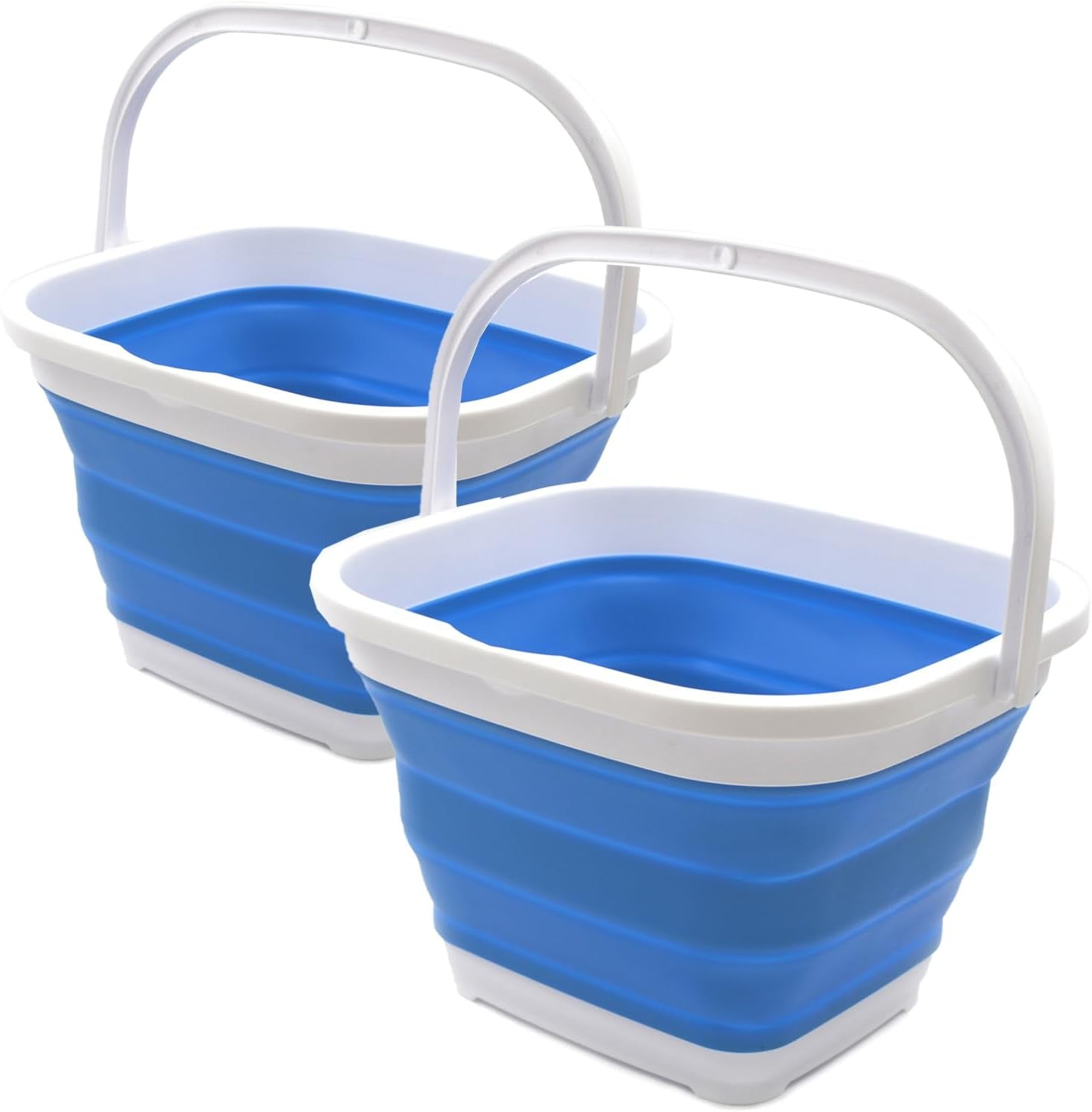 Set of 2-10L (2.6 Gallon) Collapsible Rectangular Handy Bucket (2, Blue)