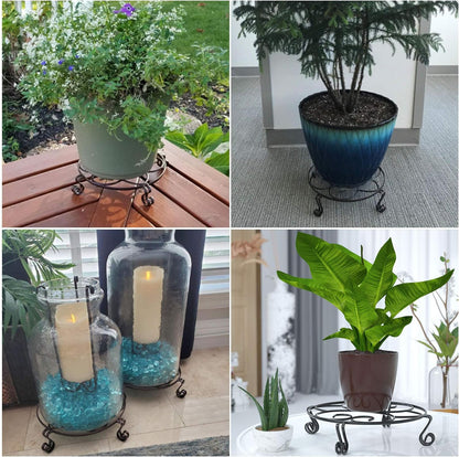 Original Patented Plant Stand for Flower Pot Heavy Duty Potted Holder Indoor Outdoor, Metal Rustproof Iron Garden Container round Supports Rack for Planter, Black, 11.8 Inches