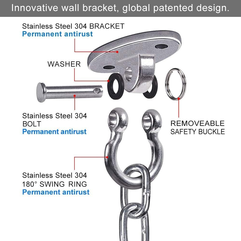 Heavy Duty Swing Hanger with Chain and Screws - Hammock Chair Hanging Kit for Indoor & Outdoor Use - 1000 LB Capacity