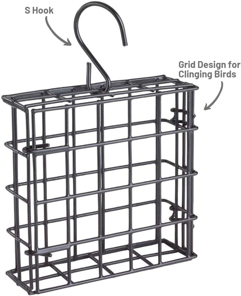 Suet Cage Bird Feeder, Fruit and Suet Feeder, Single Cake Capacity ,Black