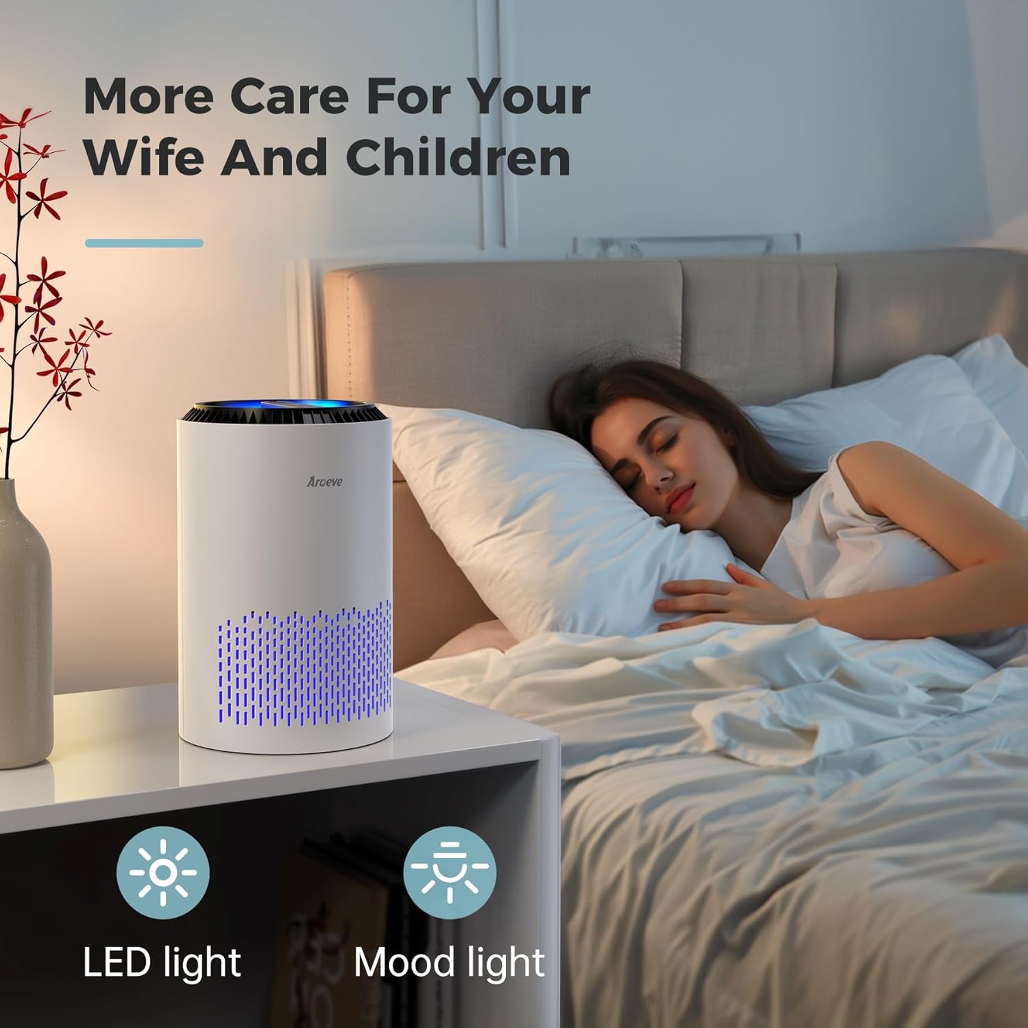 Air Purifiers for Bedroom Home, Air Purifier for Smoke Pollen Dander Hair Smell Air Cleaner with Sleep Mode Speed Control for Bedroom Office, MK01- White(Available for California)