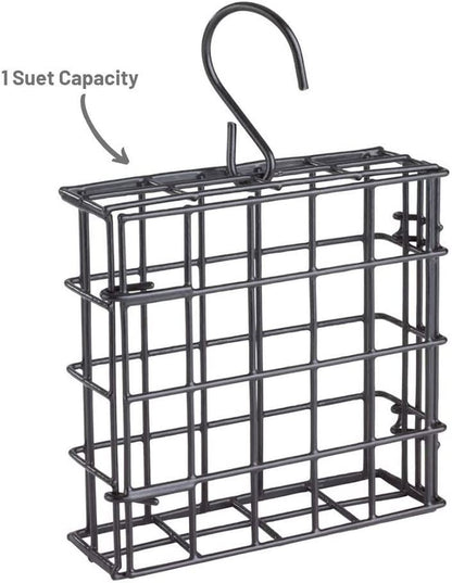 Suet Cage Bird Feeder, Fruit and Suet Feeder, Single Cake Capacity ,Black