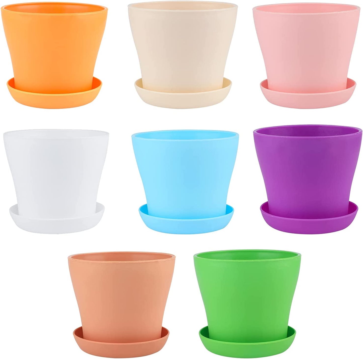 8 Pcs 4" Plastic Plant Flower Seedlings Nursery Pot/Pots Planter Colorful Flower Plant Container Seed Starting Pots with Pallet and Drainage Holes for Home Garden Flowers Plants,8 Colors