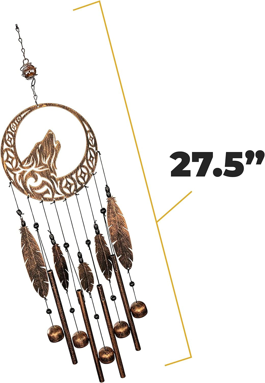 Wolf Dream Catchers Windchimes - Unique Wind Decorations with Deep Tone - Decorative Wolf Dream Catcher - Perfect Addition Decor to Your Porch, Garden or Patio - Unique Gifts for Women