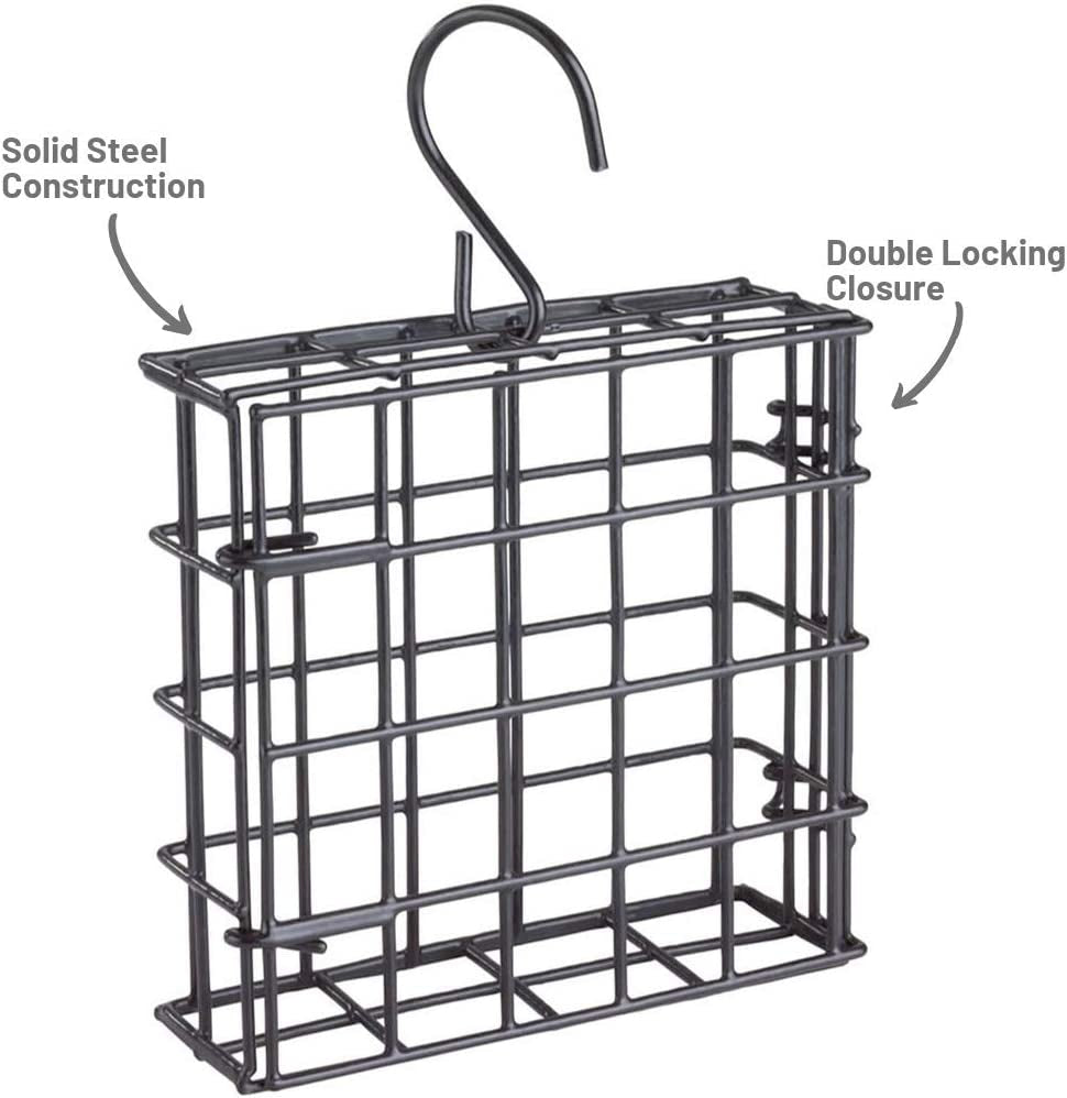 Suet Cage Bird Feeder, Fruit and Suet Feeder, Single Cake Capacity ,Black