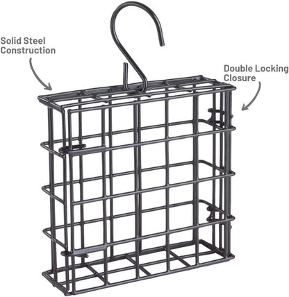 Suet Cage Bird Feeder, Fruit and Suet Feeder, Single Cake Capacity ,Black