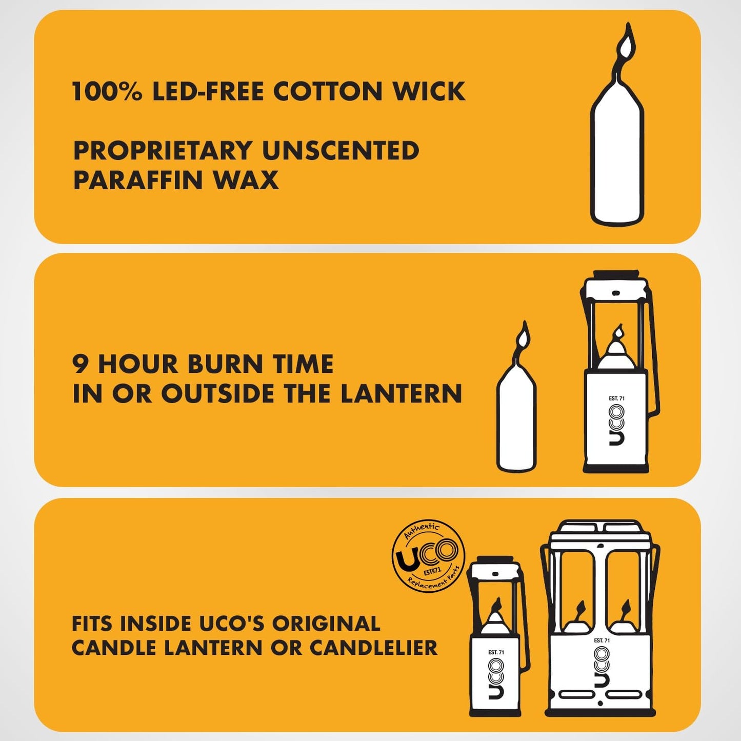 9-Hour White Candles for  Candle Lanterns and Emergency Preparedness