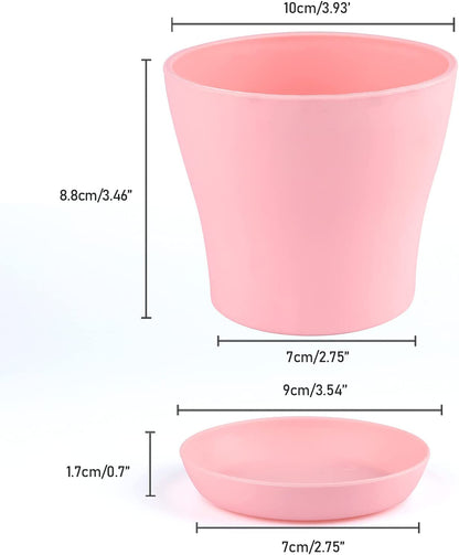 8 Pcs 4" Plastic Plant Flower Seedlings Nursery Pot/Pots Planter Colorful Flower Plant Container Seed Starting Pots with Pallet and Drainage Holes for Home Garden Flowers Plants,8 Colors