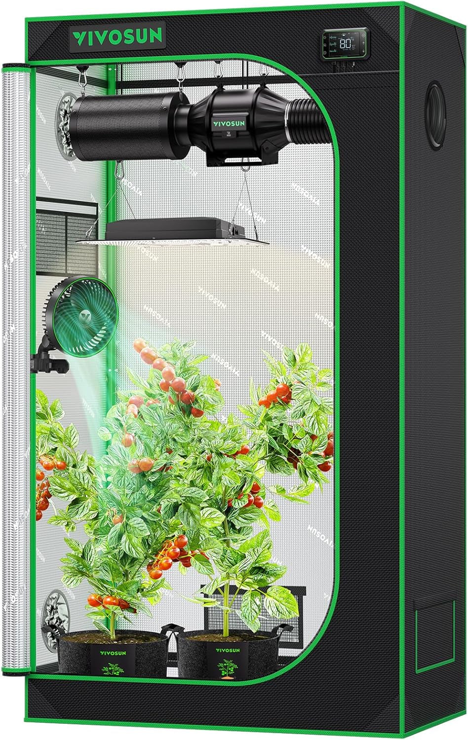 S326 36"X20"X63" Grow Tent, High Reflective Mylar with Observation Window and Floor Tray for Hydroponics Indoor Plant for VS1000/VS2000