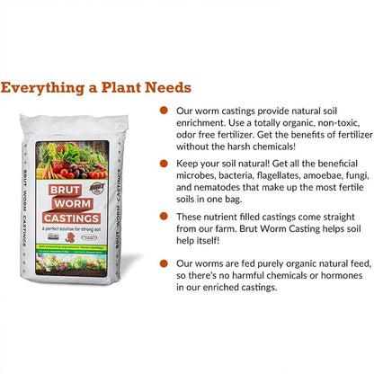 Brut Organic Worm Castings – 30 Lb – Garden'S Elixir for Thriving Blooms & Harvests!