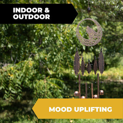 Wolf Dream Catchers Windchimes - Unique Wind Decorations with Deep Tone - Decorative Wolf Dream Catcher - Perfect Addition Decor to Your Porch, Garden or Patio - Unique Gifts for Women