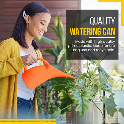 Watering Can 1/2 Gallon - Small Watering Can for Indoor Plants - Outdoor Watering Can - Orange Plant Waterer - Plastic Watering Can for Garden - 1 Pack