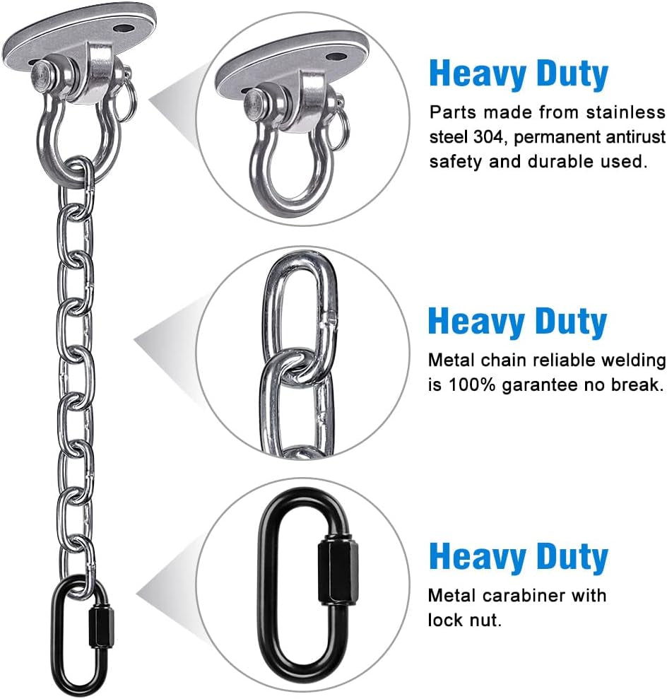 Heavy Duty Swing Hanger with Chain and Screws - Hammock Chair Hanging Kit for Indoor & Outdoor Use - 1000 LB Capacity