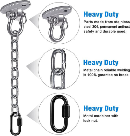 Heavy Duty Swing Hanger with Chain and Screws - Hammock Chair Hanging Kit for Indoor & Outdoor Use - 1000 LB Capacity