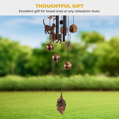 27-Inch H Cats Wind Chimes for outside Unique Kitten Memorial Windchimes Outdoor Decorations Garden Decor Cat Lover Gift for Women, Mom, Grandma, Unisex