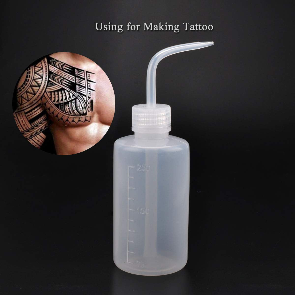 Plastic Squeeze Bottle Leak Proof, 250Ml | 8.5Oz White Wash Bottle Chemical, LDPE, Safety, Medical with Narrow Mouth Scale Labels for Succulent Tattoo Label Watering (1 Bottle)