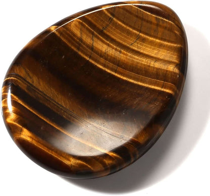 Tiger'S Eye Thumb Worry Stone Healing Crystal Pocket Palm Stone Worry Stones for Anxiety Stress Relief