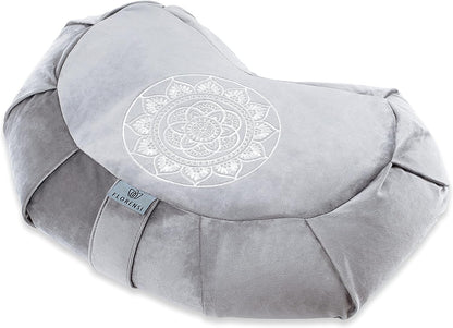 Meditation Cushion - Comfortable Floor Pillow - Traditional Tibetan Meditation Pillow with Beautiful Velvet Cover - Large Floor Cushion Seating for Adults - Premium Yoga Buckwheat Bolster