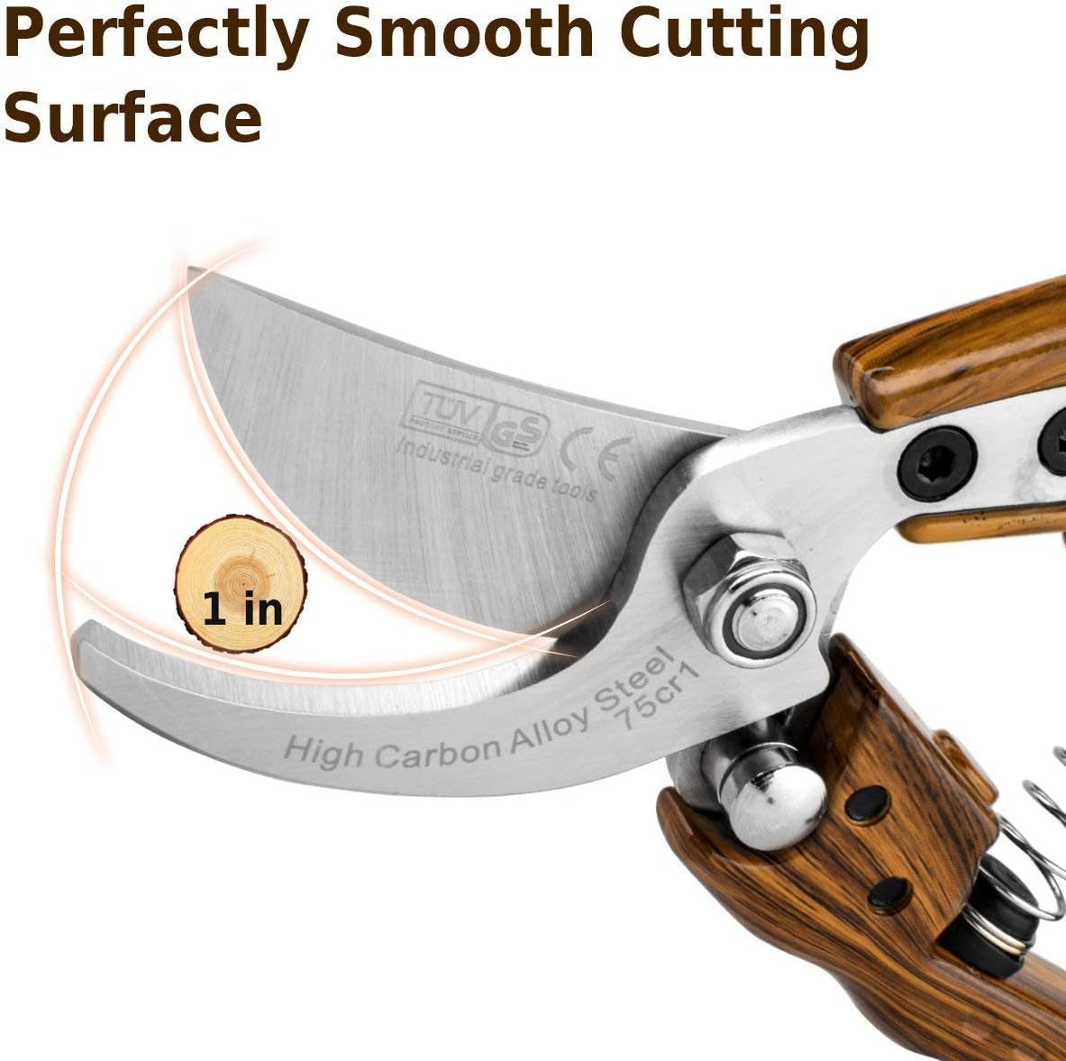 Professional Sharp Pruners, Garden Pruners, Tree Trimmers Secateurs, Bypass Pruning Shears, Secateurs, Hand Pruner, Garden Shears, Gardening Shears Clippers for Plants, Gardening Cutter (Wood Grain)