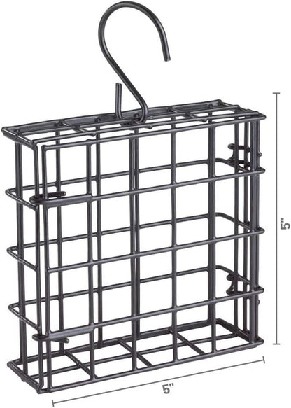 Suet Cage Bird Feeder, Fruit and Suet Feeder, Single Cake Capacity ,Black