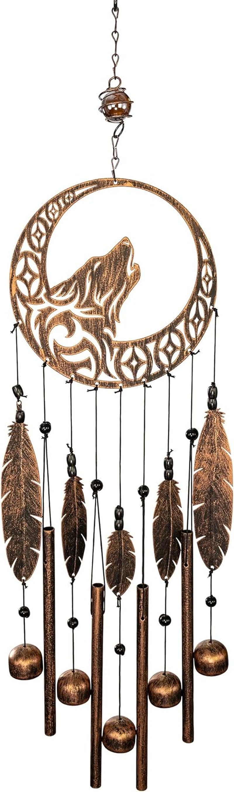 Wolf Dream Catchers Windchimes - Unique Wind Decorations with Deep Tone - Decorative Wolf Dream Catcher - Perfect Addition Decor to Your Porch, Garden or Patio - Unique Gifts for Women