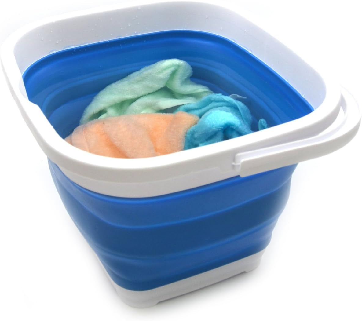 Set of 2-10L (2.6 Gallon) Collapsible Rectangular Handy Bucket (2, Blue)