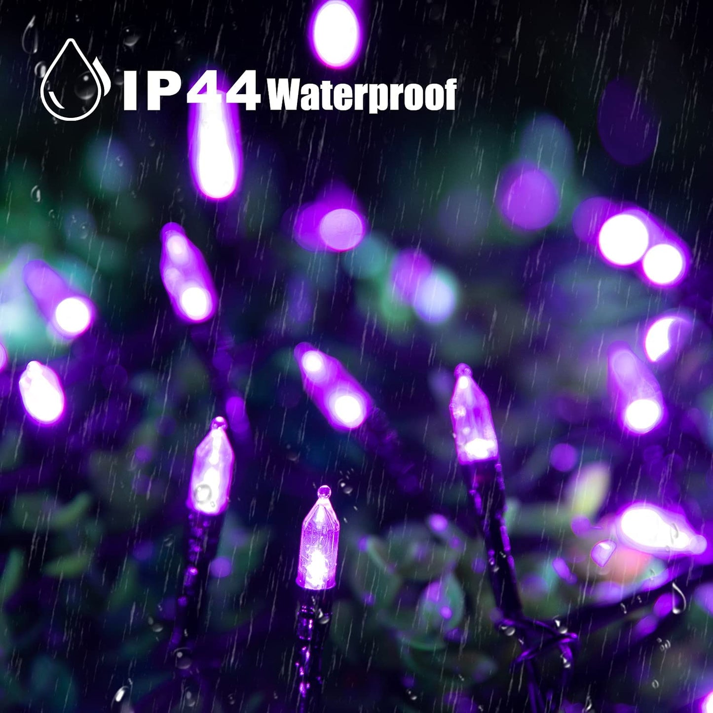 Halloween String Lights Outdoor, 33Feet 100 LED Waterproof Christmas Lights with 8 Lighting Modes for Halloween Garden Party Christmas Xmas Tree Lights Decor(Purple)