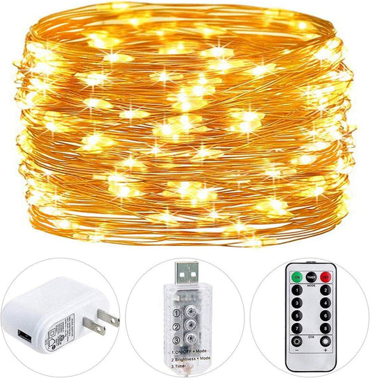 Fairy Lights Plug In, 33Ft 100 LED Fairy Lights for Bedroom, Twinkle Lights with Remote Timer 8 Modes String Lights for Christmas Thanksgiving Patio Wedding Party Indoor Outdoor Decor