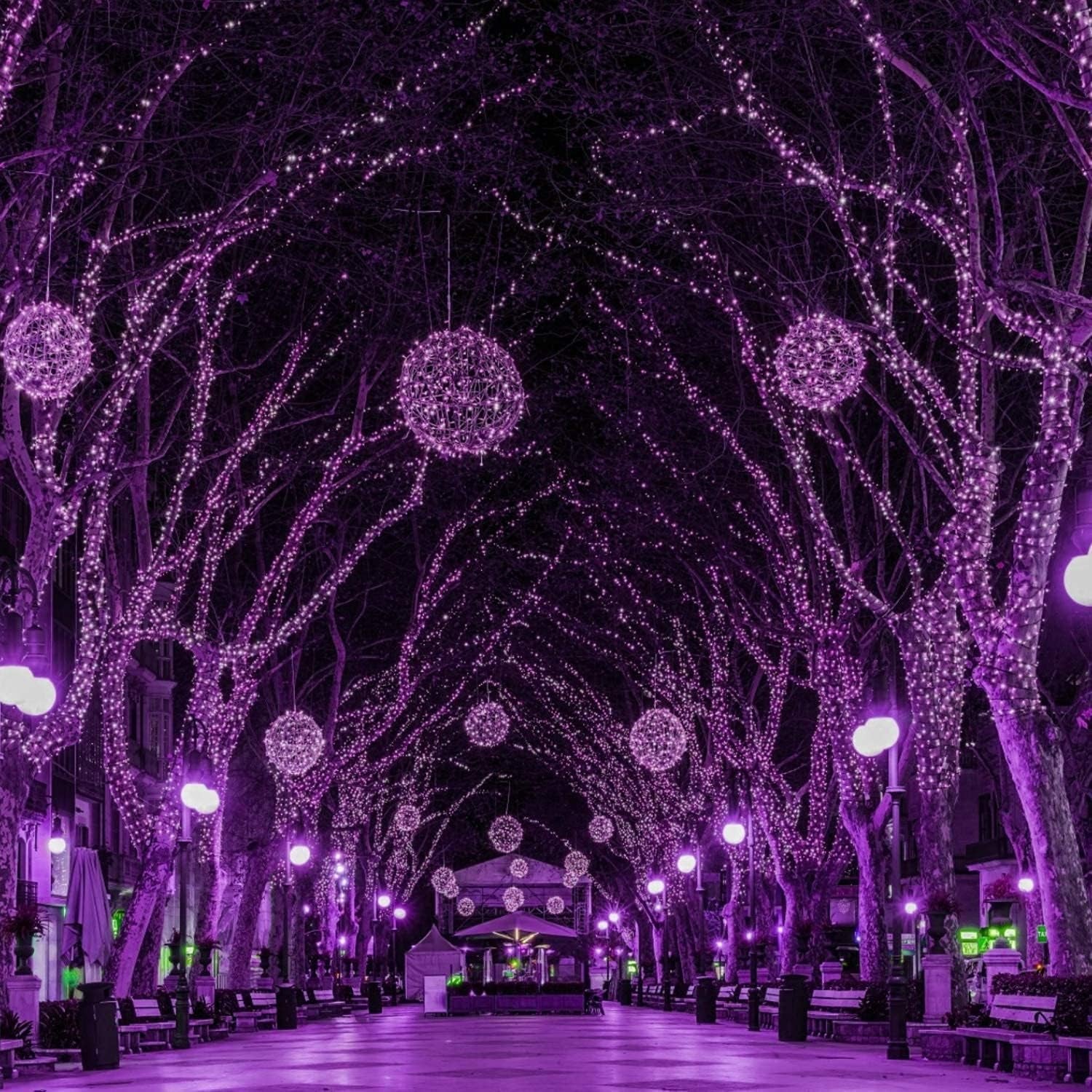 Halloween String Lights Outdoor, 33Feet 100 LED Waterproof Christmas Lights with 8 Lighting Modes for Halloween Garden Party Christmas Xmas Tree Lights Decor(Purple)