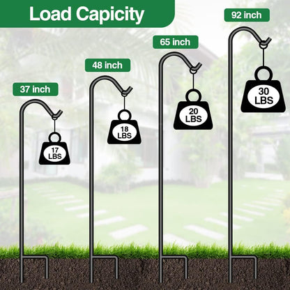2 Pack Solid Shepherds Hooks 65 Inch One Piece Structure No Assembly Required Shepards Hooks Heavy Duty for Outdoor Garden Plants Lanterns Bird Feeders 1/2In Thick Metal Shepherdhook51