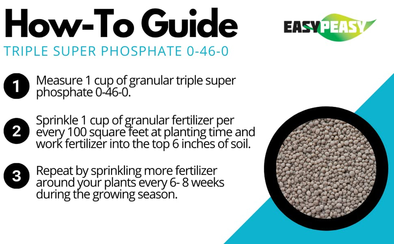 TRIPLE SUPER PHOSPHATE FERTILIZER 0-46-0 | Phosphorus Fertilizer for Gardens, Lawns, Indoor and Outdoor Plants | ROCK PHOSPHATE PLANT FOOD FERTILIZER for ORCHIDS, WISTERIA, CACTUS and ALL OTHER PLANTS