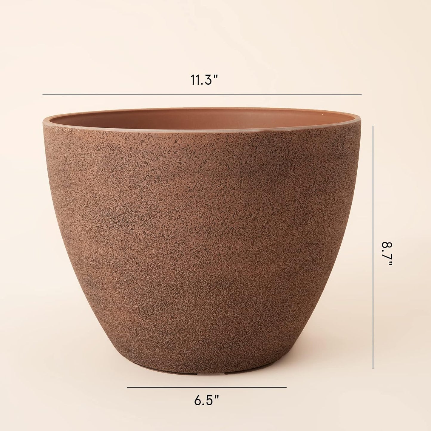 Flower Pots Outdoor - Large Garden Planters with Drainage Holes Set of 2 (11.3 Inch, Terracotta Color)